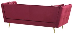 Sofá de 3 lugares em veludo vermelho escuro FREDERICA Beliani