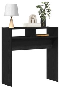 Mesa Console de Carvalho Preto - 78x30x80 cm - Feita de Madeira Engenh