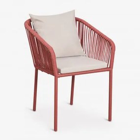 Cadeira De Jardim Com Apoios De Braços Em Corda Trançada Arhiza Classic Terracota - Sklum