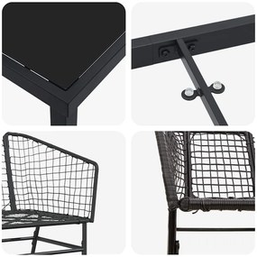 Conjunto de Jantar de Jardim com 7 Peças Preto em Rattan Sintético