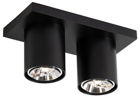 Candeeiro de teto moderno preto 2 luzes - Tubo Moderno