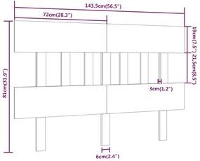 Cabeceira de cama 143,5x3x81 cm pinho maciço cinzento