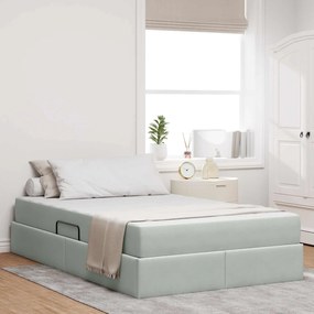 vidaXL Cama com arrumação e colchão Cinzento-claro 120 x 190 cm Veludo