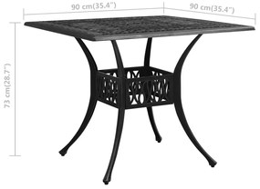 Mesa de jardim 90x90x73 cm alumínio fundido preto