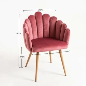 Cadeira Flow em Veludo - Rosa - Design Nórdico