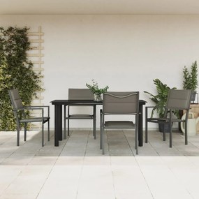 vidaXL 5 pcs conjunto de jantar para jardim aço e textilene preto