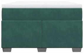 Cama boxspring com colchão 120x190 cm veludo verde-escuro