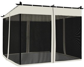 Gazebo com paredes de malha 3x3 m aço creme