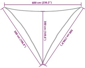 Para-sol estilo vela triangular 160 g/m² 5x5x6 m PEAD areia