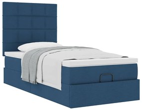 Cama otomana com colchão 90x200 cm tecido azul