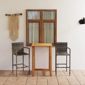 vidaXL 3 pcs conjunto de bar para jardim cinzento
