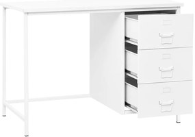 Secretária industrial c/ gavetas 105x52x75 cm aço branco