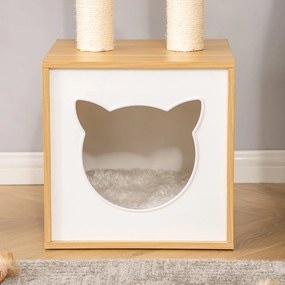 PawHut Conjunto para Gatos Arranhador para Gatos de 2 Níveis com Cama