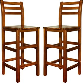 Conjunto de 2 bancos altos bar em madeira de acácia 40,5 x 36 x 110 cm Castanhos