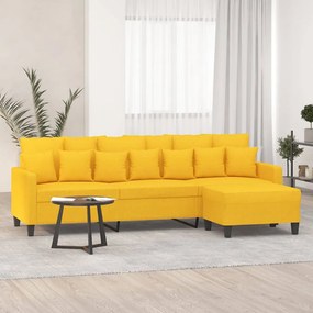 vidaXL Sofá de 3 lugares com apoio de pés 210 cm tecido amarelo-claro