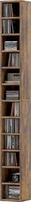 Organizador para CD e DVD com 12 compartimentos, capacidade máxima de 204 CD, 21 x 20 x 175 cm, castanho rústico