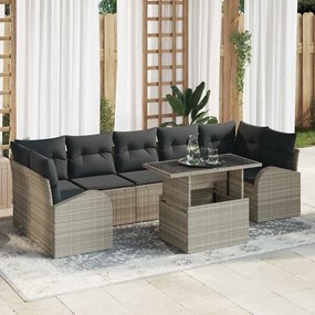 vidaXL Conjunto de Sofá de Jardim com Almofadas de 8 Peças em Rattan Poly Cinza Claro