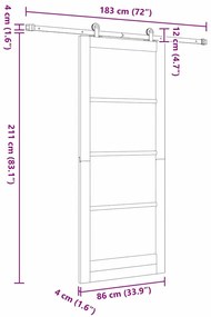 Porta de Correr vidaXL com Conjunto de Ferragens 86x211 cm Madeira Mac