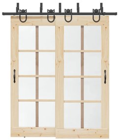 Kit de ferragens para porta deslizante 200 cm aço preto