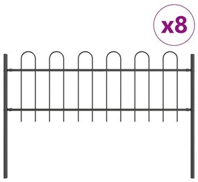 Cerca de Jardim com Arco Cinza - 13,6x0,6 m de Aço