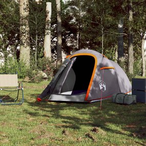 Tenda de campismo túnel p/ 2 pessoas impermeável cinza/laranja