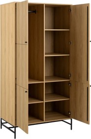 Roupeiro Norsica Levala 105, Carvalho claro, 200x99x60cm, 93 kg, Portas para roupeiro: Com dobradiças