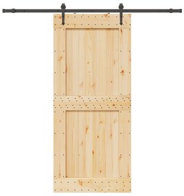 vidaXL Porta de correr c/ ferragens 100x210 cm madeira de pinho maciça