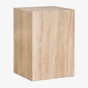 Pack De 2 Mesas De Cabeceira Quadradas 35x35 Cm Em Pedra Natural Aluret Travertine - Sklum