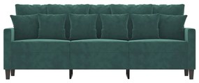Sofá de 3 lugares 180 cm veludo verde-escuro