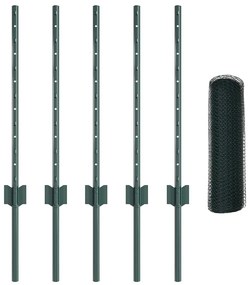 Postes de Cerca vidaXL 5 pcs U-Channel Verde 60 cm Aço