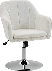 HOMCOM Poltrona Giratória em Teddy Regulável e Reclinável 61x64x80-92 cm Branco | Aosom Portugal