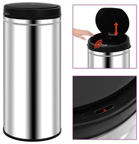 vidaXL Caixote do lixo com sensor automático 80 L aço inoxidável