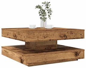 vidaXL Mesa de centro rotativa a 360 graus 70x70x34,5 cm madeira velha