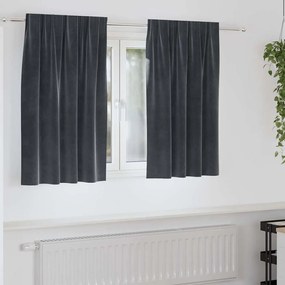 Cortinas Blackout vidaXL com fita superior 2 pcs Cinza Escuro Veludo