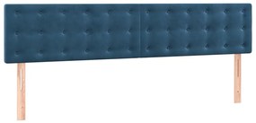 Cama com molas/colchão 160x200 cm veludo azul-escuro