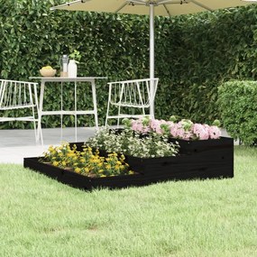 vidaXL Vaso/floreira 107x107x27 cm pinho maciço preto