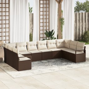 Conjunto de Sofá de Jardim vidaXL com Almofadas 10 Peças Rattan Poli M