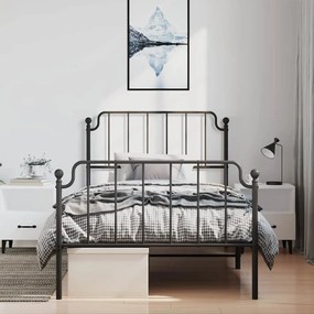 Estrutura de cama com cabeceira e pés 100x190 cm metal preto