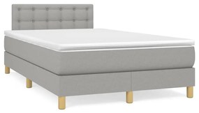 vidaXL Cama boxspring com colchão 120x190 cm tecido cinzento-claro