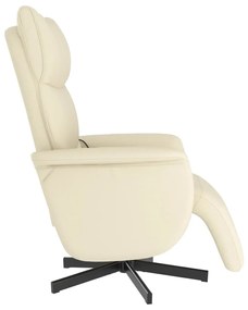 Cadeira massagens reclinável c/apoio pés couro artificial creme