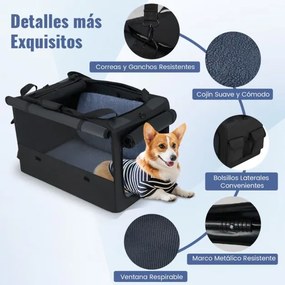 Saco de transporte dobrável e portátil Tamanho M - 90 x 76 x 48 cm para animais de estimação com 2 aberturas e janela Tapete macio Preto