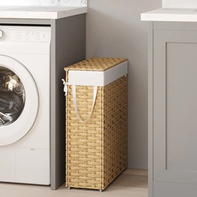 Cesto de roupa suja de 55 L, com tampa e pegas 46 x 20 x 61 cm Amarelo