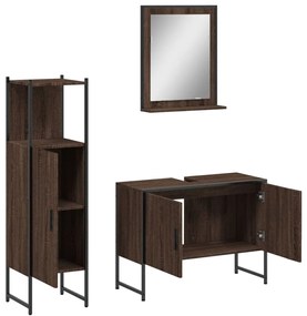 3 pcs conjunto móveis WC derivados de madeira carvalho castanho