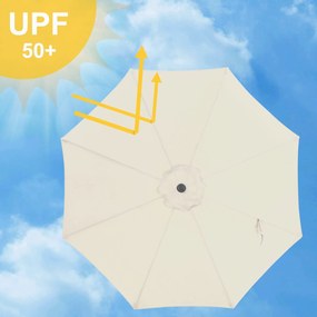 Guarda-sol 3 m jardim com proteção solar até UPF 50+ e inclinação Bege