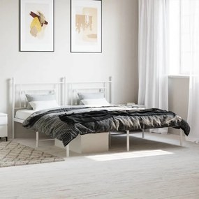 Estrutura de cama com cabeceira 183x213 cm metal branco