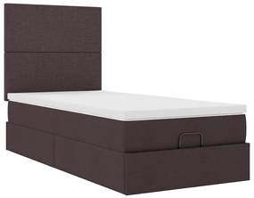 Cama otomana com colchão 100x200 cm tecido castanho escuro
