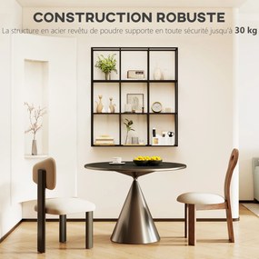Prateleira de parede industrial com 9 compartimentos 87,5 x 18 x 100 cm, prateleira modular em metal para objetos de coleção, preta
