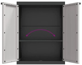 Móvel de arrumação para exterior 65x37x85 PP cinzento e preto