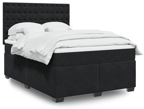 vidaXL Cama com molas/colchão 160x200 cm veludo preto