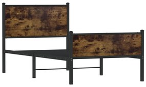 Estrutura de cama sem colchão 90x190 cm metal carvalho fumado